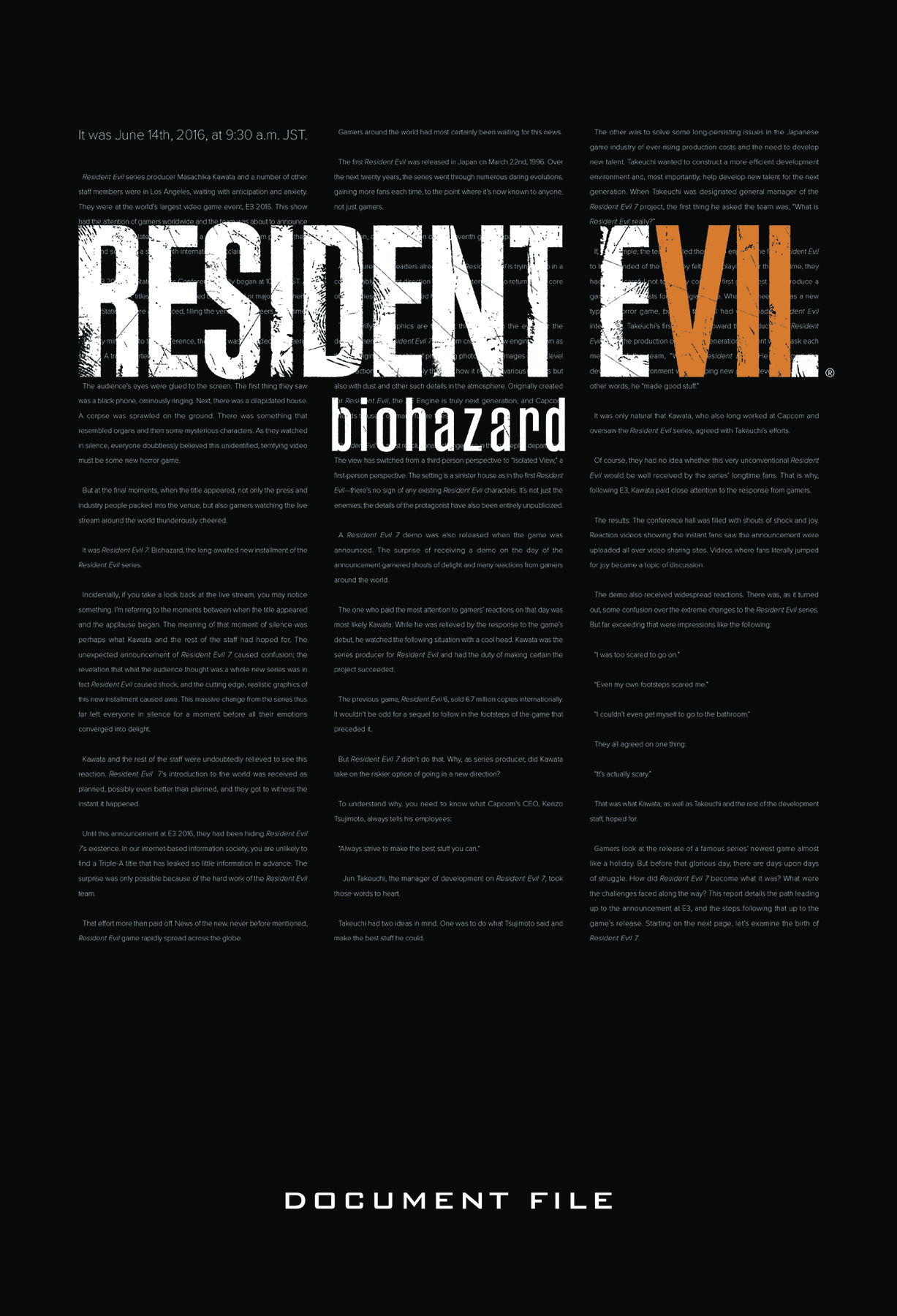 Resident Evil 7 Biohazard Document File Hardcover
