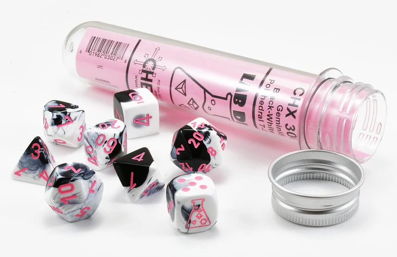 7-Set Cube Lab Dice Gemini Black-White/Pink (Chx30043)