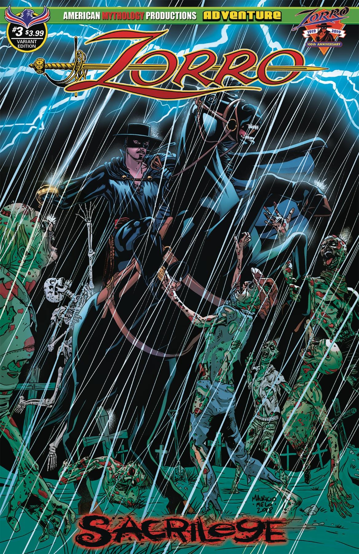 Zorro Sacrilege #3 Dead Storm Rising Melo Cover