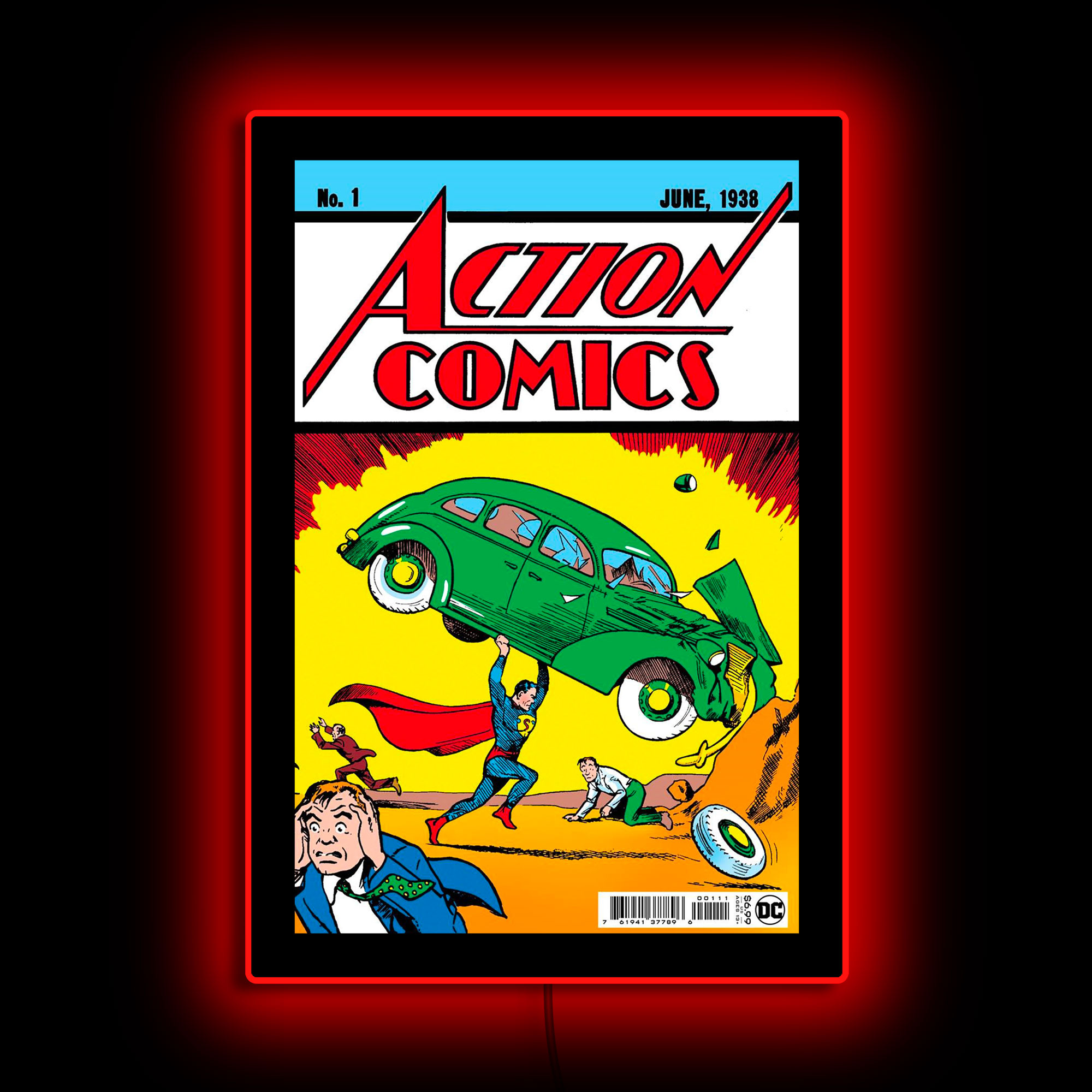 Superman Action Comics Mini Poster Plus Led Illuminated Sign