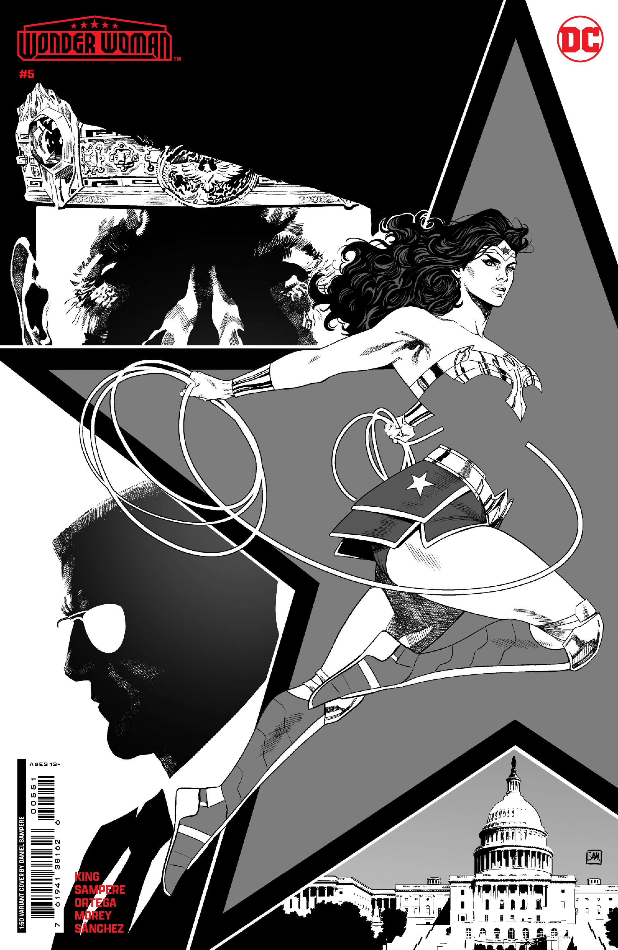 Wonder Woman #5 Cover E 1 for 50 Incentive Daniel Sampere Black & White Card Stock Variant