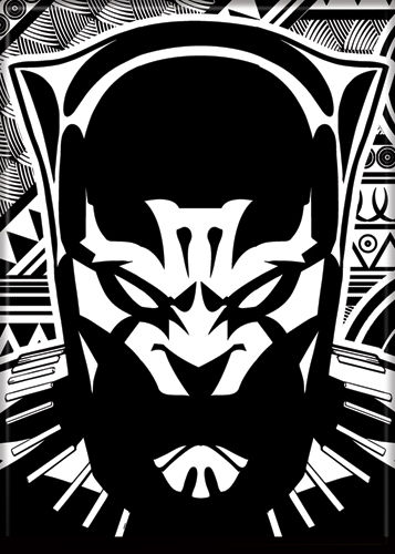 Black Panther Black And White Head Magnet