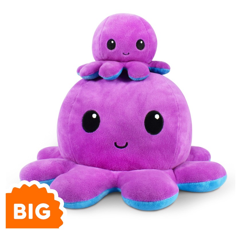 Big Reversible Octopus Plushie: Happy Purple And Angry Blue