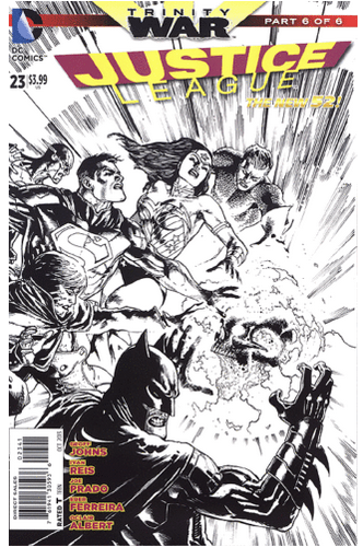 Justice League #23 Black & White 1 for 25 Incentive Mikel Janin (2011)