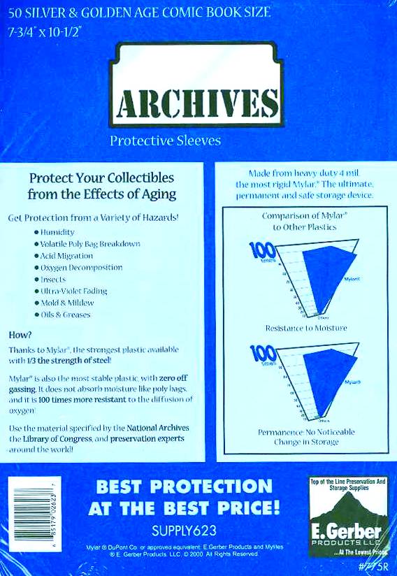 E. Gerber Mylar Archives Silver Gold (50ct)