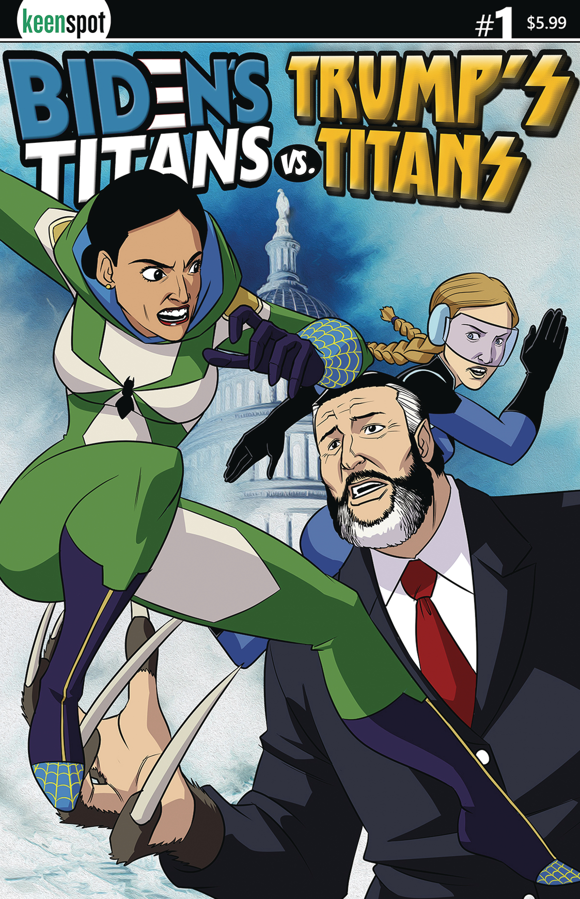 Bidens Titans Vs Trumps Titans #1 Cover E Aoc & Greta Vs Ted Cruz