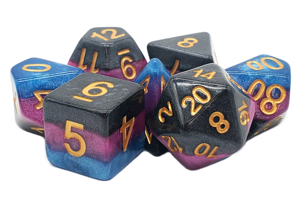 Old School 7 Piece Dnd RPG Dice Set Gradients - King's Court