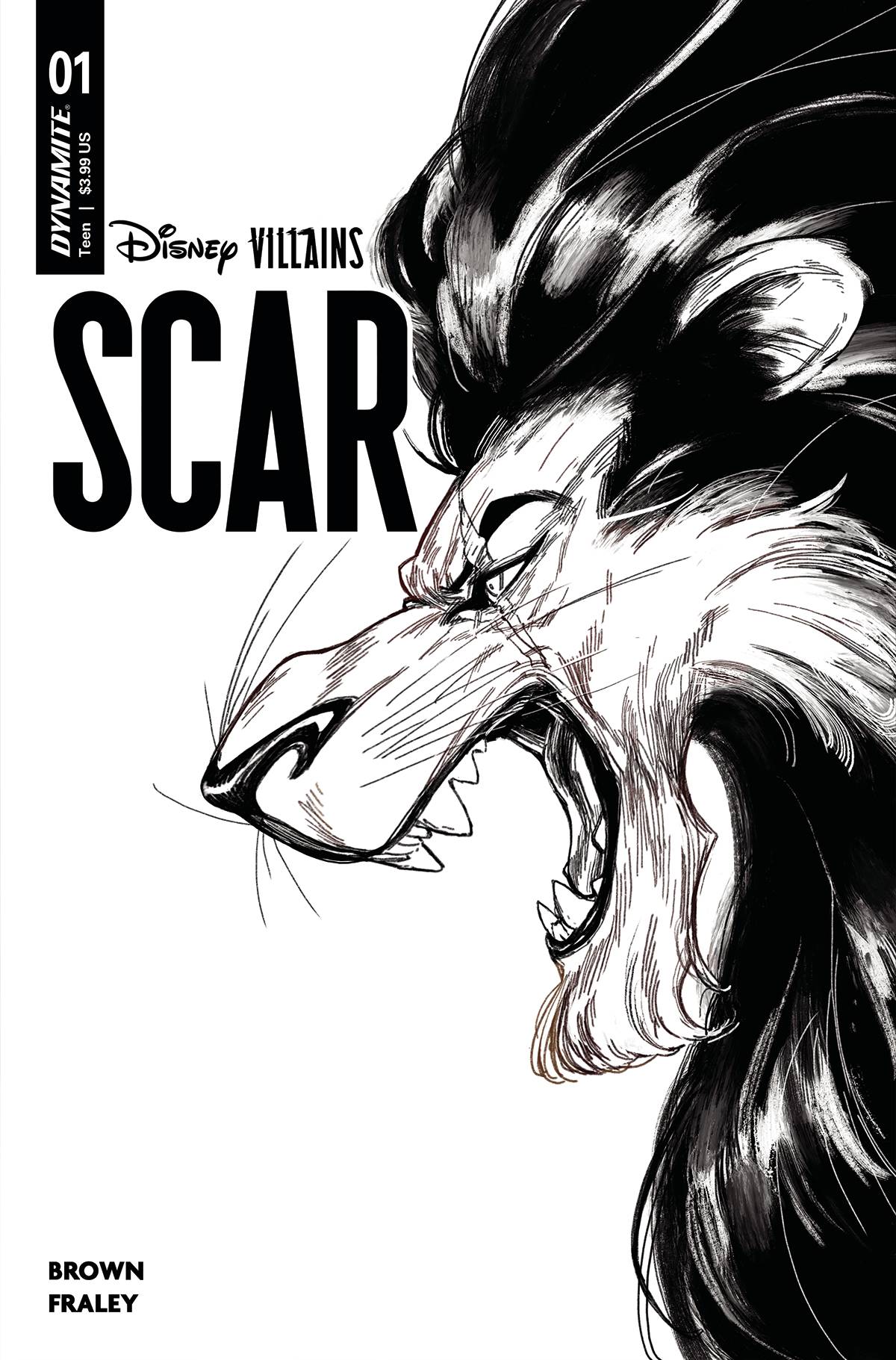 Disney Villains Scar #1 Cover I 1 for 15 Incentive Lindsay Black & White