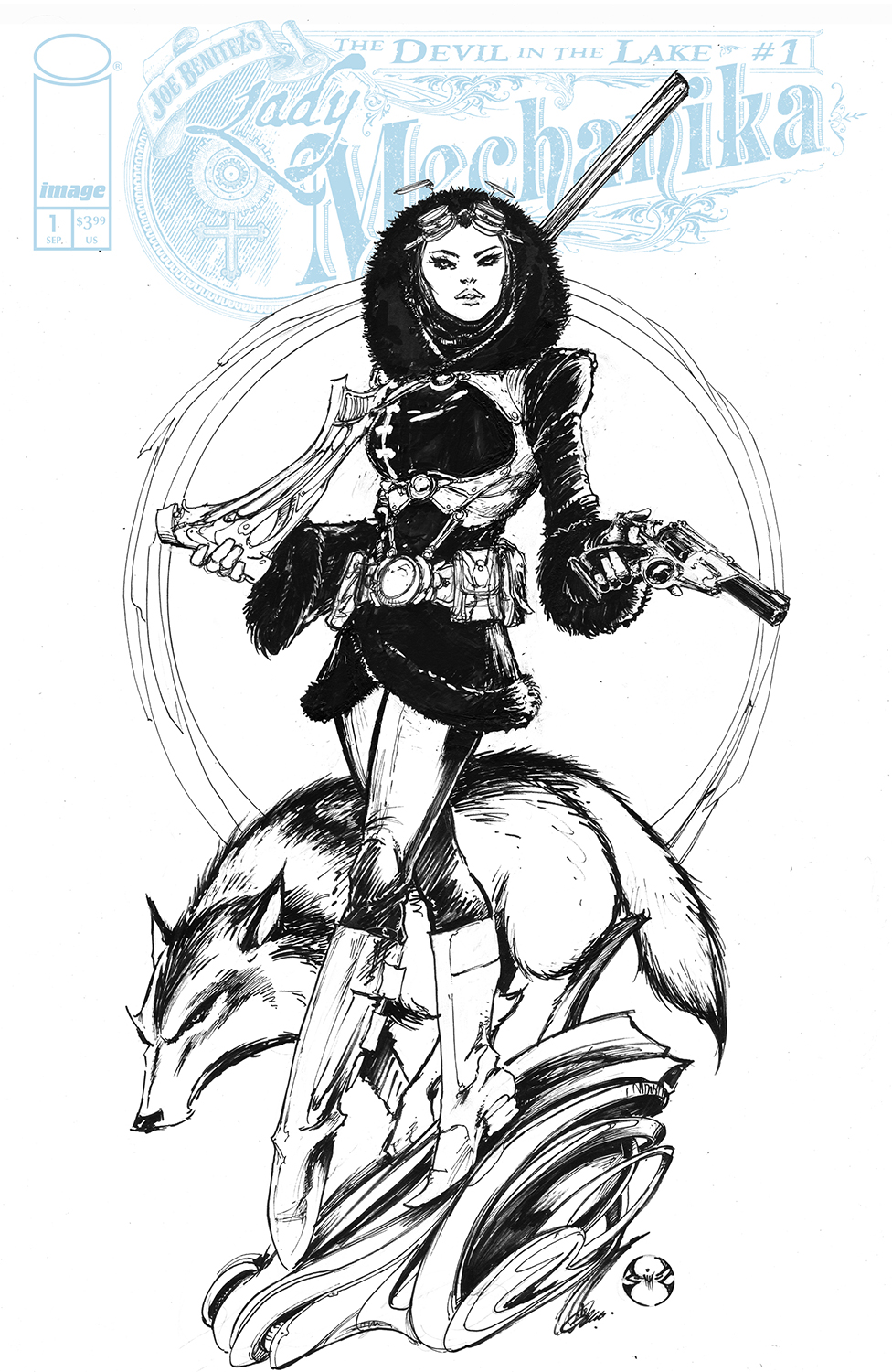 Lady Mechanika The Devil in the Lake #1 Cover C 1 for 10 Incentive Joe Benitez Black & White Variant (Of 4)