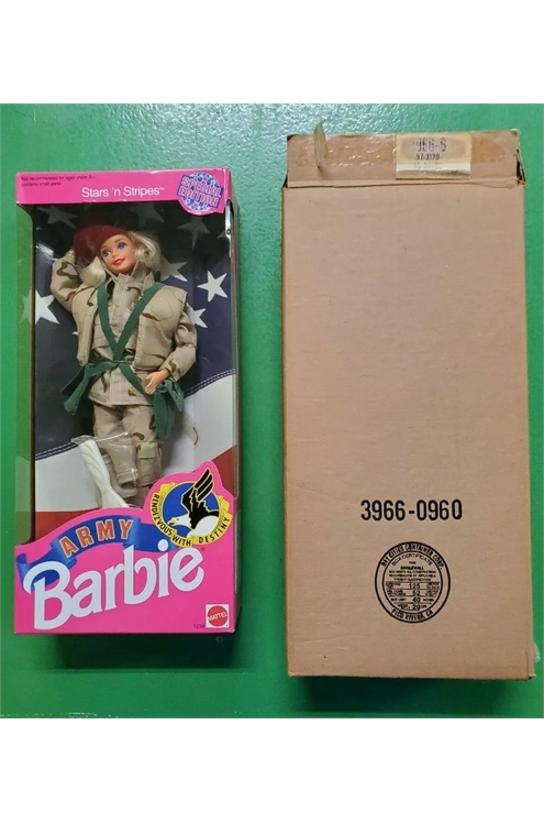 Barbie Army Stars 'N Stripes 1992 Rendezvous With Destiny W/ Shipper #1234 