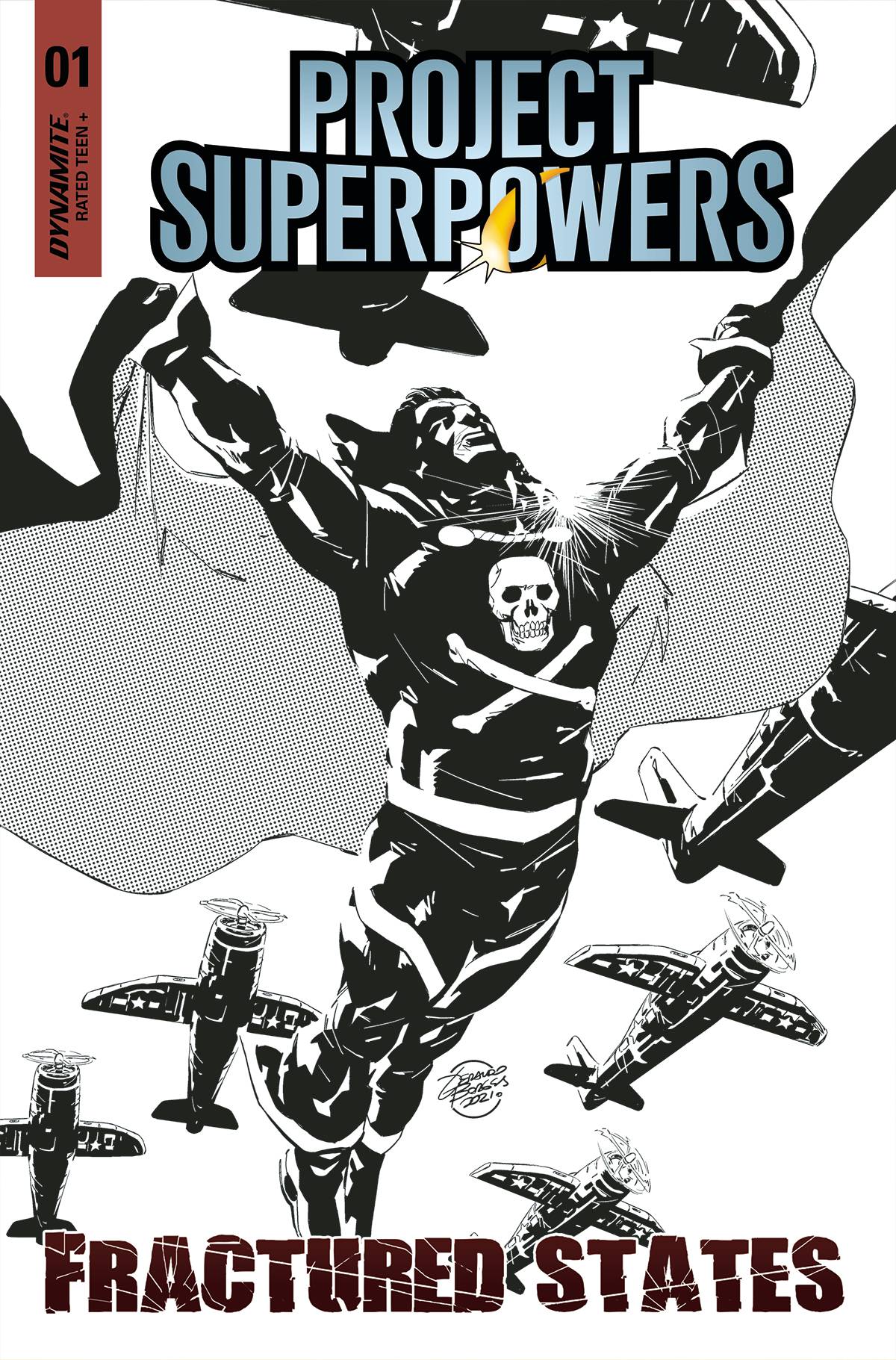 Project Superpowers Fractured States #1 Cover R 7 Copy Borges B&W Foc