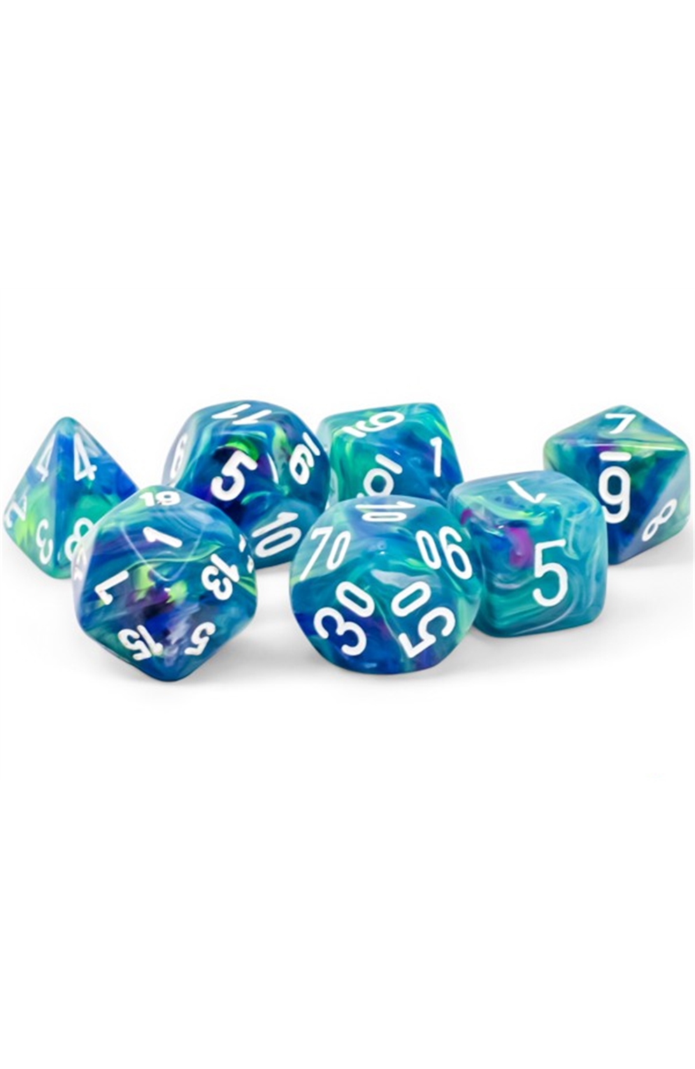 Chessex Mega-Hedral Dice Set: Festive Waterlily With White 7-Dice Set