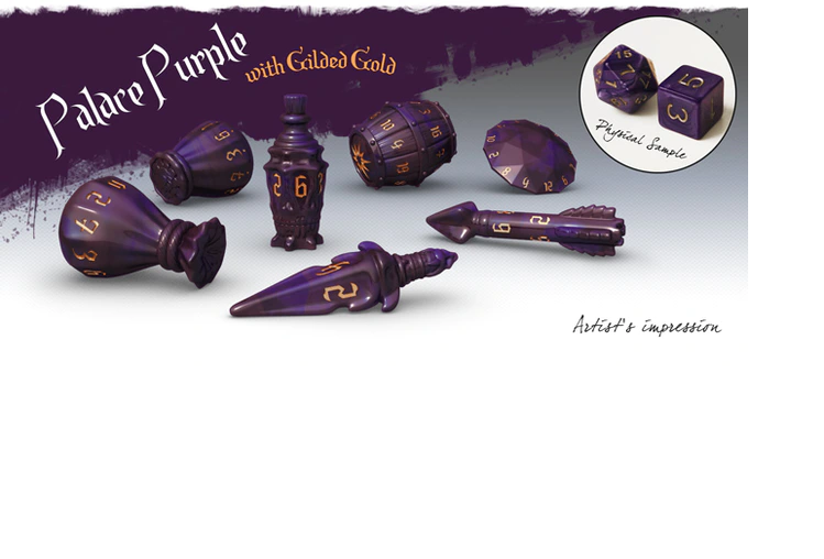 PolyHero Dice: Rogue 7 Dice Set – Palace Purple & Gilded Gold