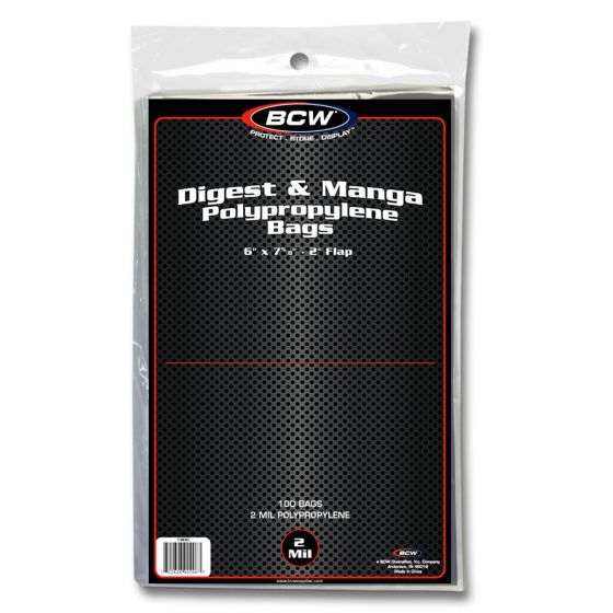BCW Digest Or Manga Polypropylene Bags 6 X 7 5/8 100 Per Pack