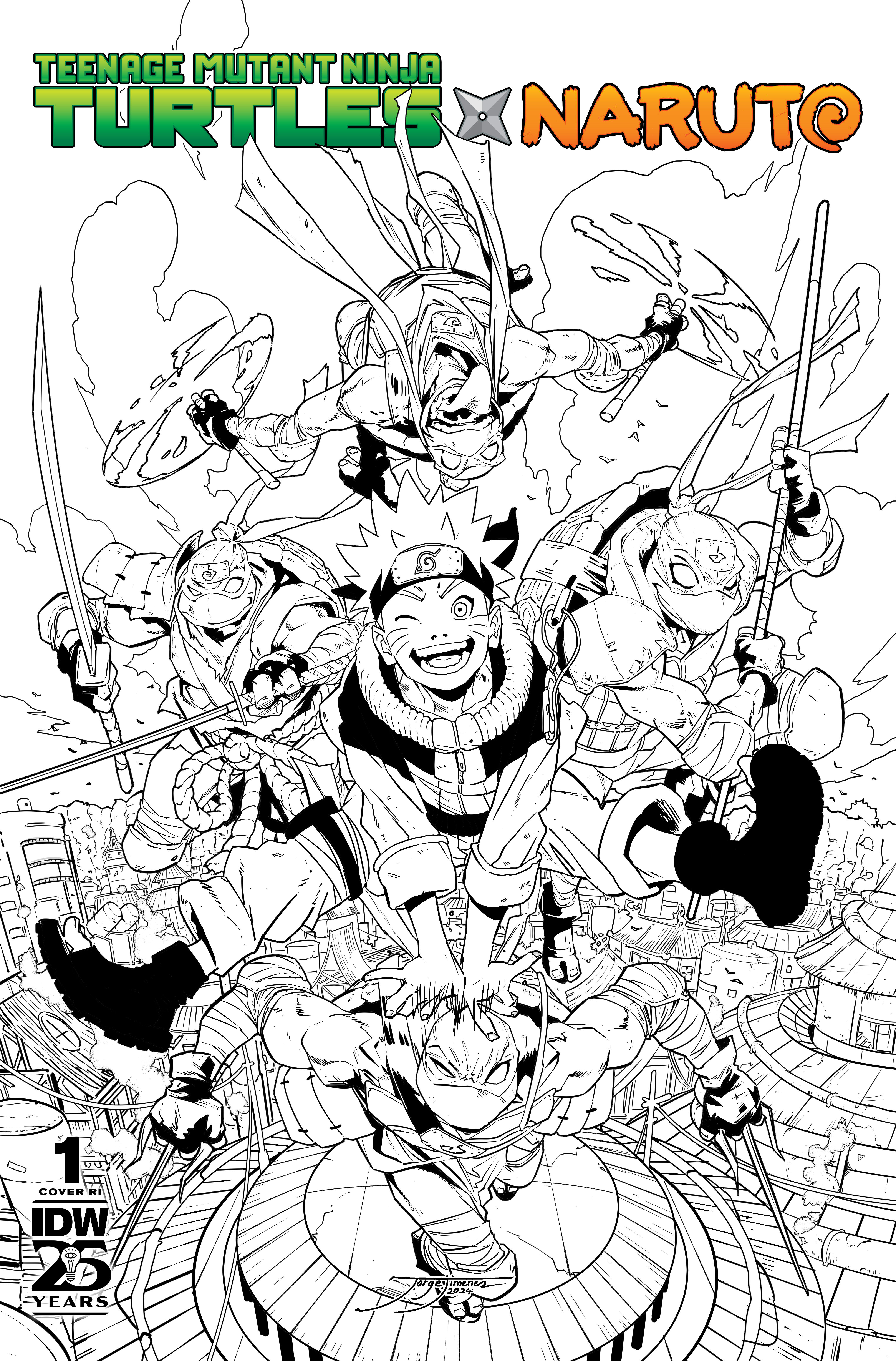 Teenage Mutant Ninja Turtles/Naruto #1 Cover Jiménez B&W 1 for 100 variant