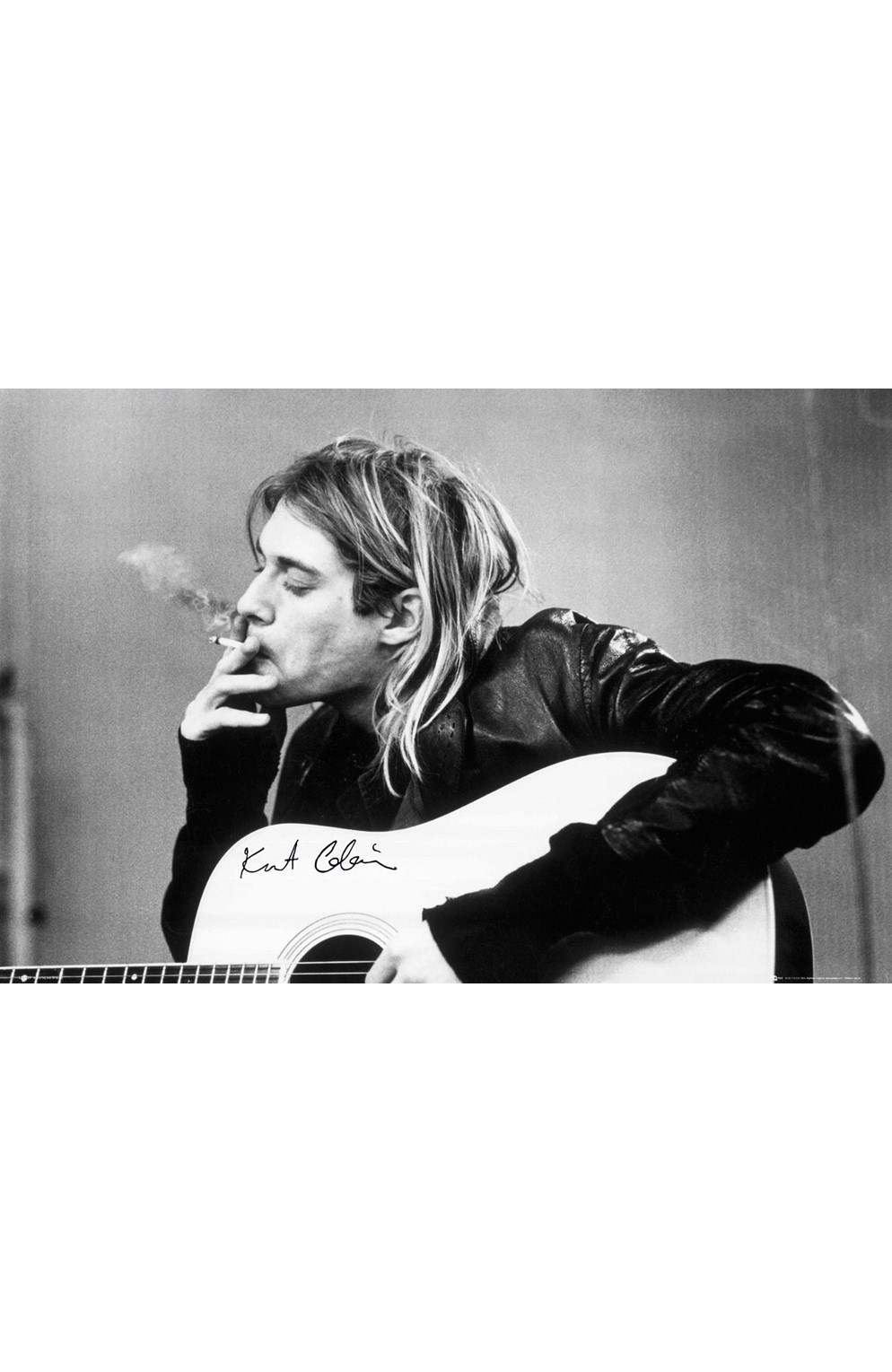 Kurt Cobain - Smoking Acoustic Guitar Poster