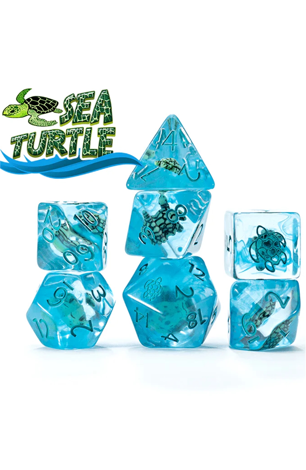 Gate Keeper Inclusion Dice: Sea Turtle - Aqua (Set of 7)