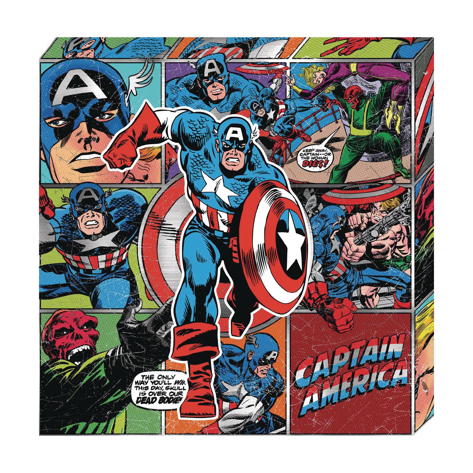 Captain America Action Metallic Canvas Art