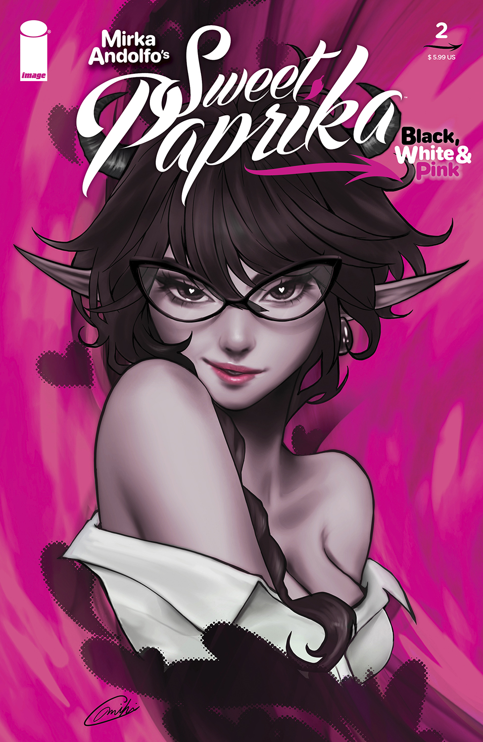 Mirka Andolfo's Sweet Paprika Black White & Pink #2 Cover C Miki Okazaki Variant