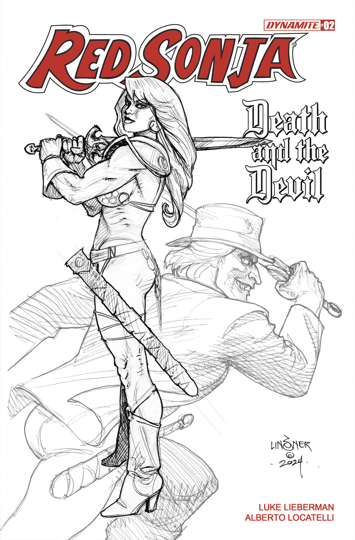 Red Sonja Death and the Devil #2 Cover H 1 for 15 Incentive Linsner Line Art