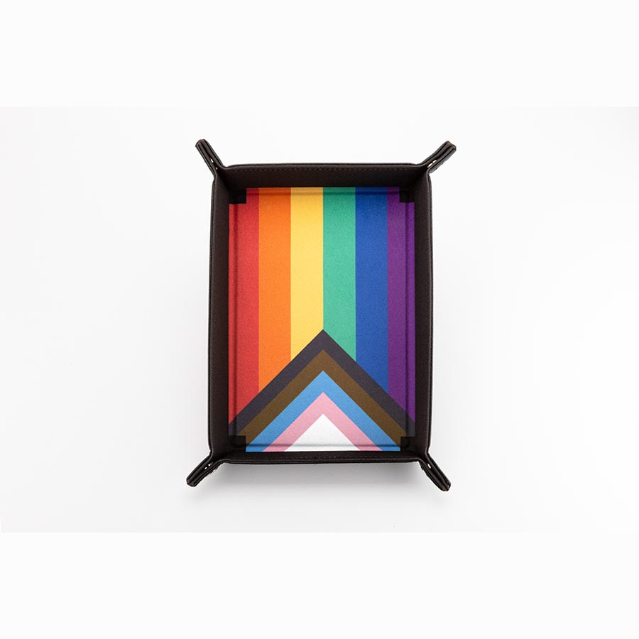 FanRoll Pride: Fold Up Velvet Dice Tray w/ PU Leather Backing - Rainbow Flag