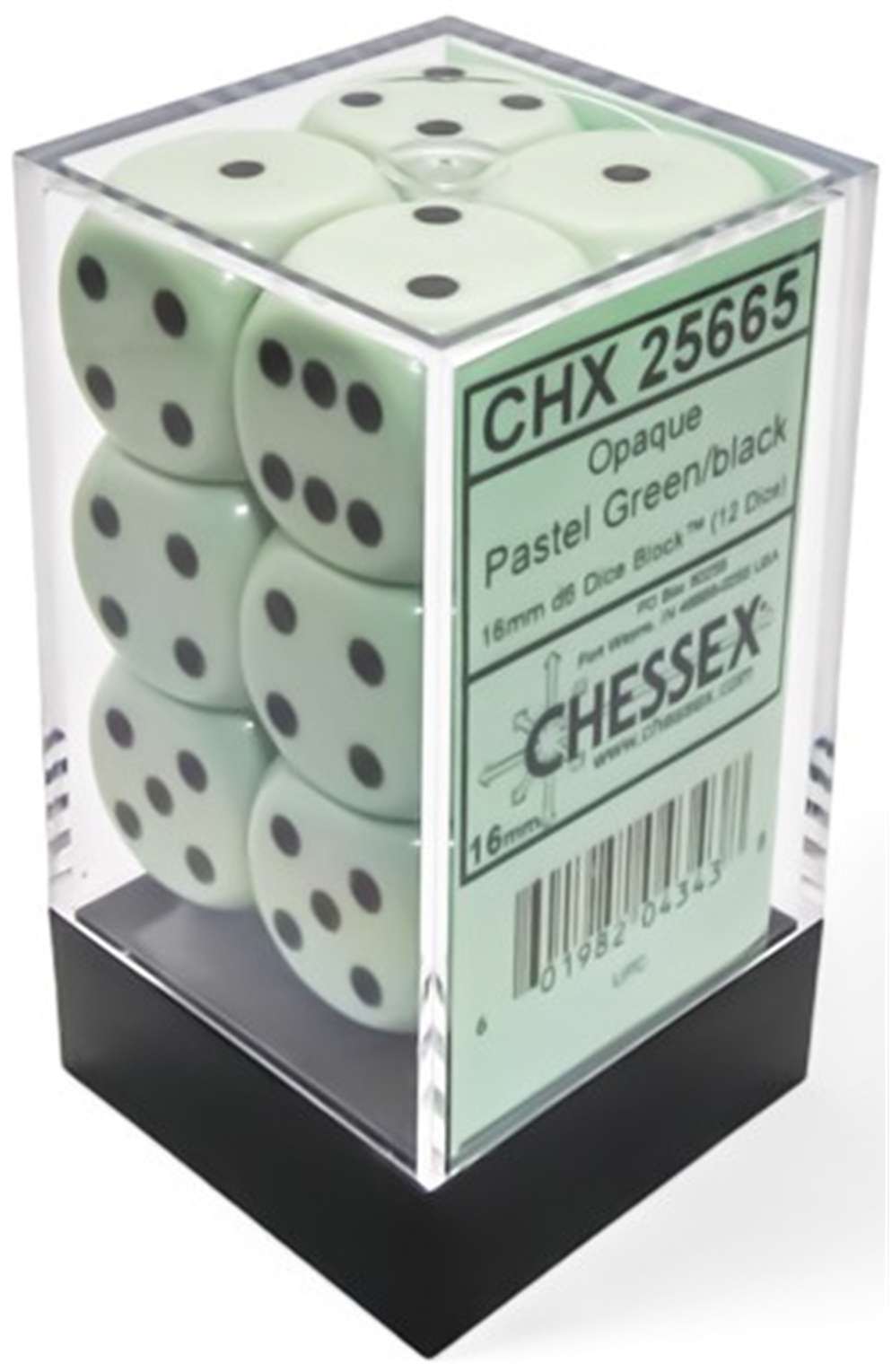 Chessex Dice Opaque Pastel Green D6 16Mm (12)