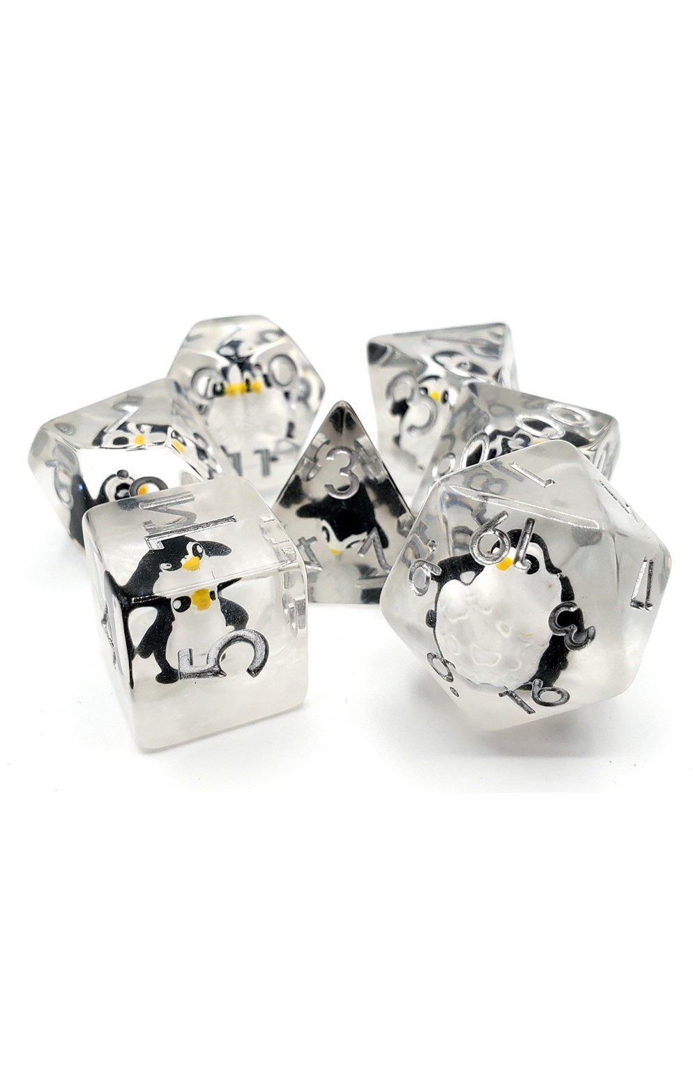 Old School 7 Piece Dnd RPG Dice Set Animal Kingdom - Penguin