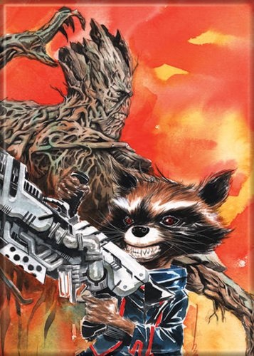 Rocket & Groot Orange Magnet