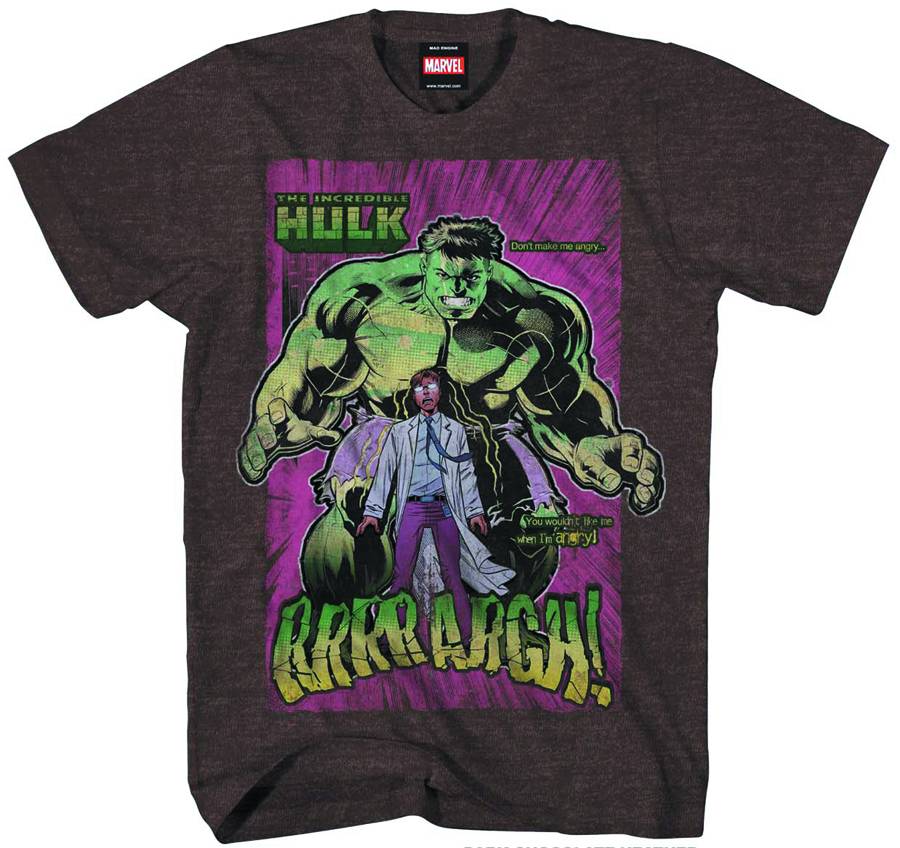 Hulk Bruce Change Choc Heather T-Shirt Large