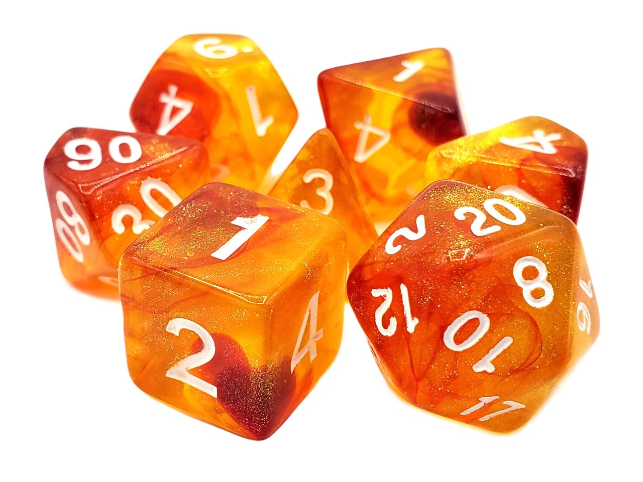 7 Die Set Old School Dice Galaxy Exploding Sun