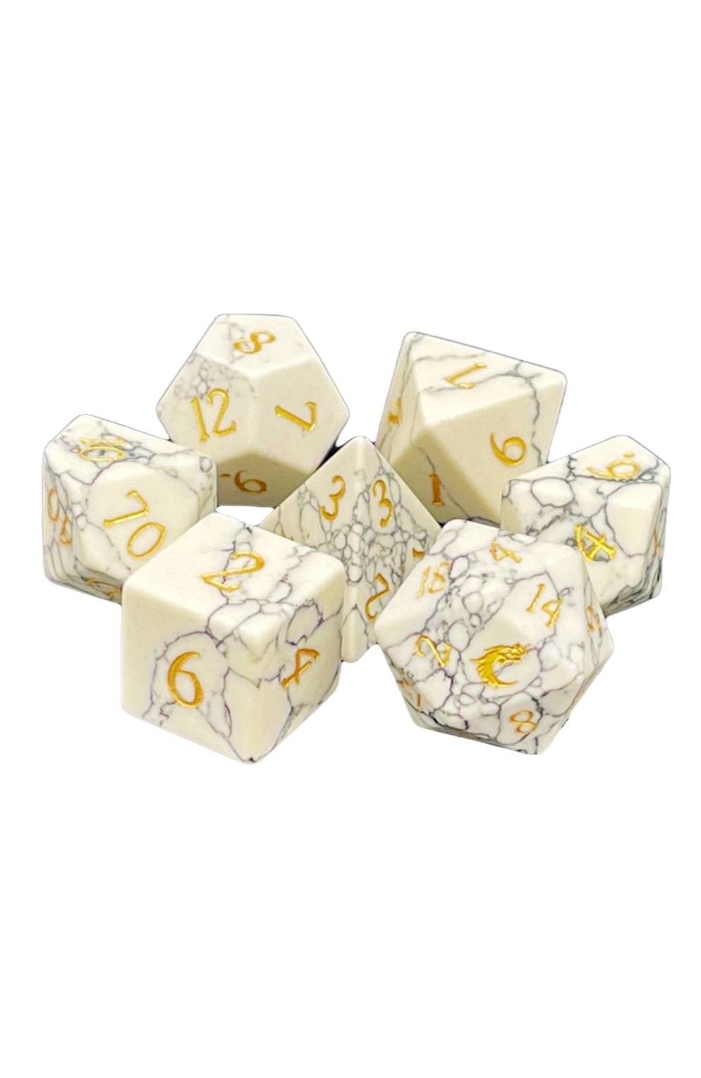 Old School 7 Piece Dnd Rpg Gemstone Set: White Turquoise