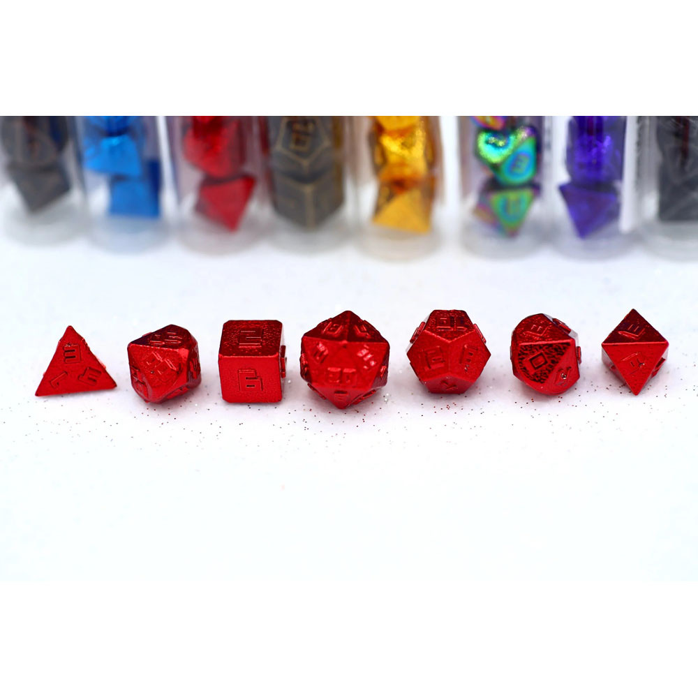 10mm Metal Polyhedral Dice Set: Red