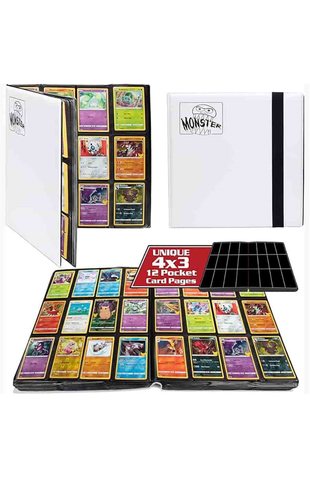 12 Pocket Zodiac Monster Binder - White