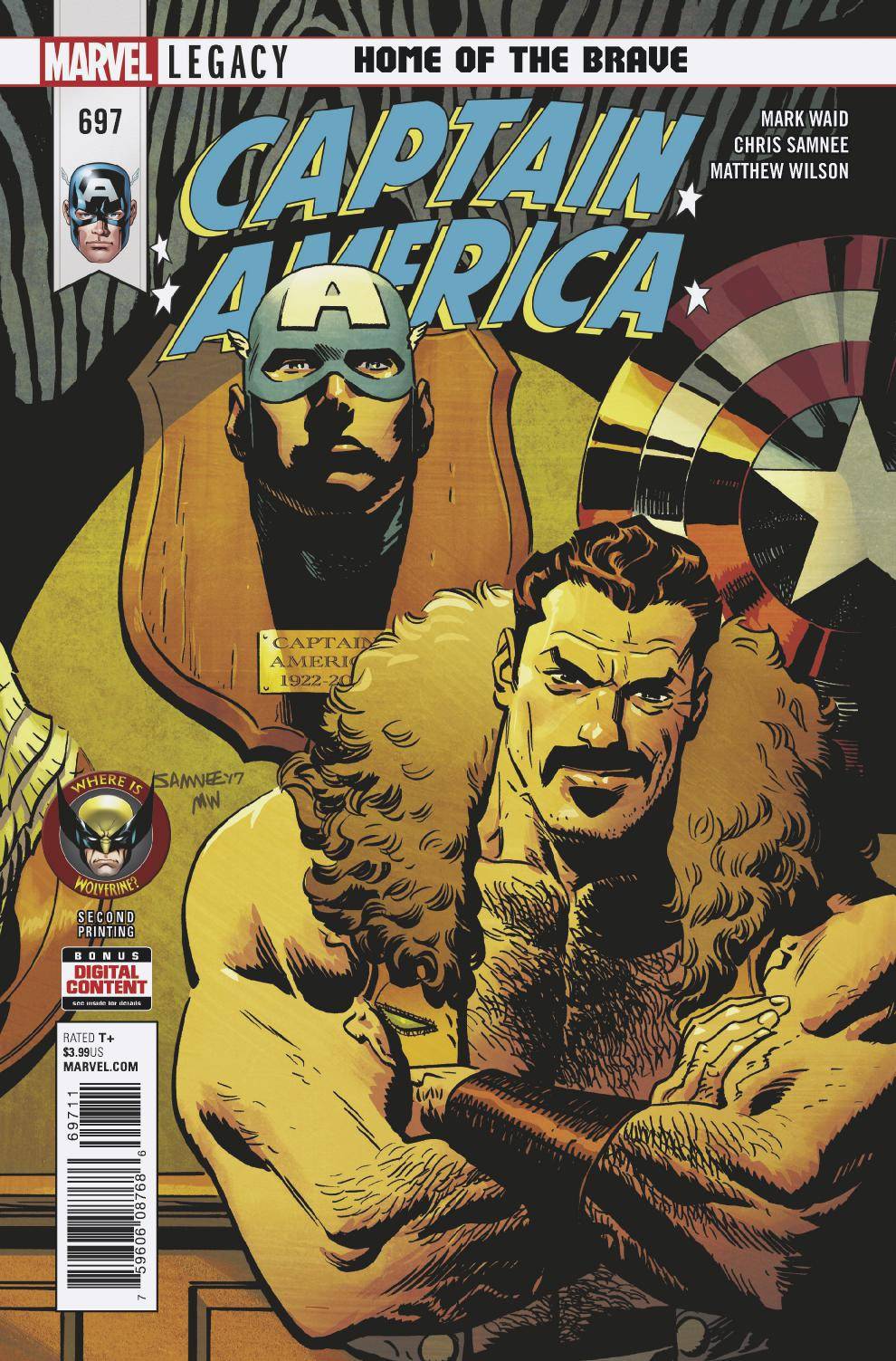 Captain America #697 2nd Printing Samnee Variant Legacy Where's Wolverine (2018)