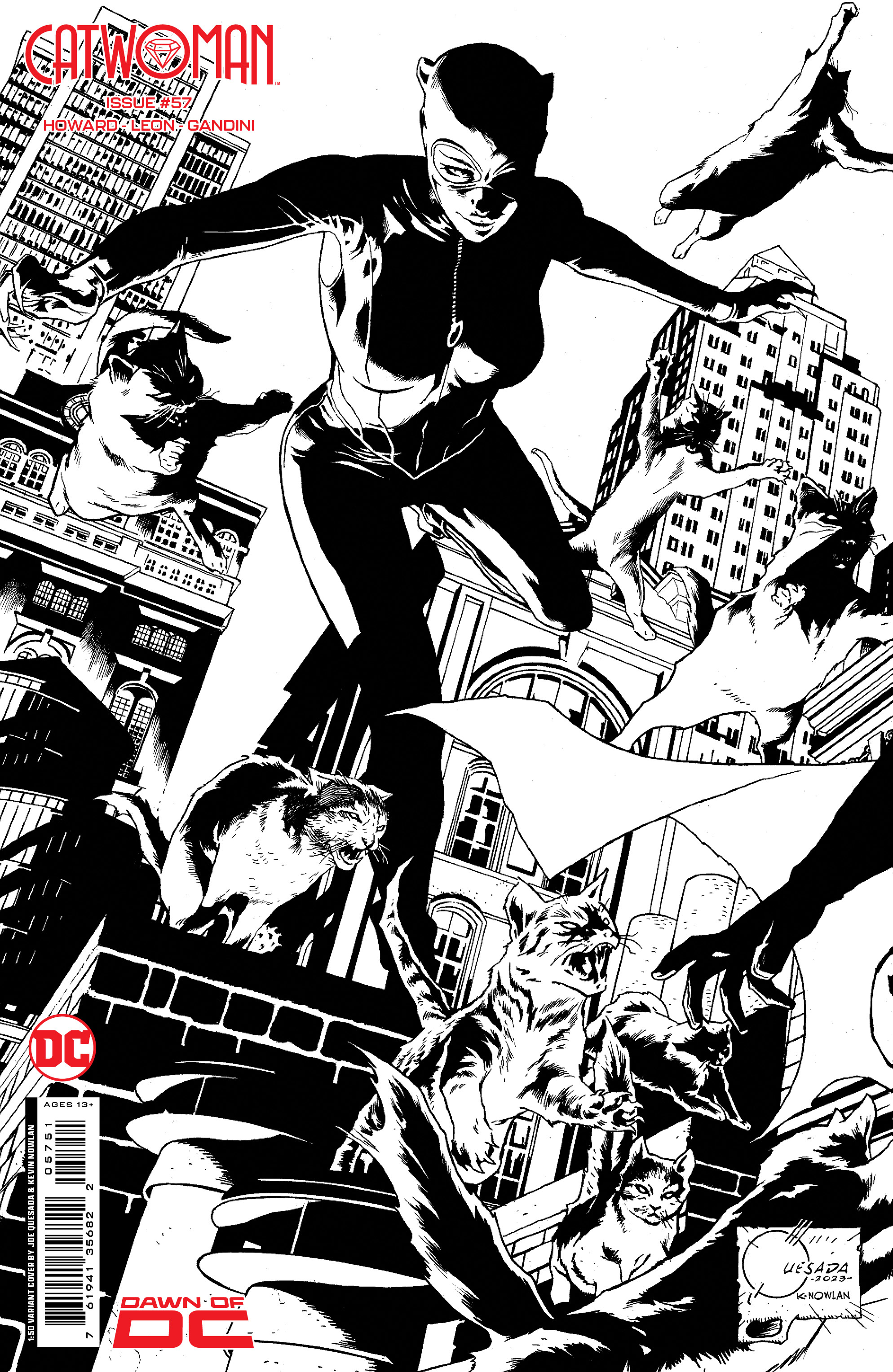 Catwoman #57 Cover E 1 for 50 Incentive Joe Quesada Black & White Connecting Card Stock Variant (Batman Catwoman The Gotham War)