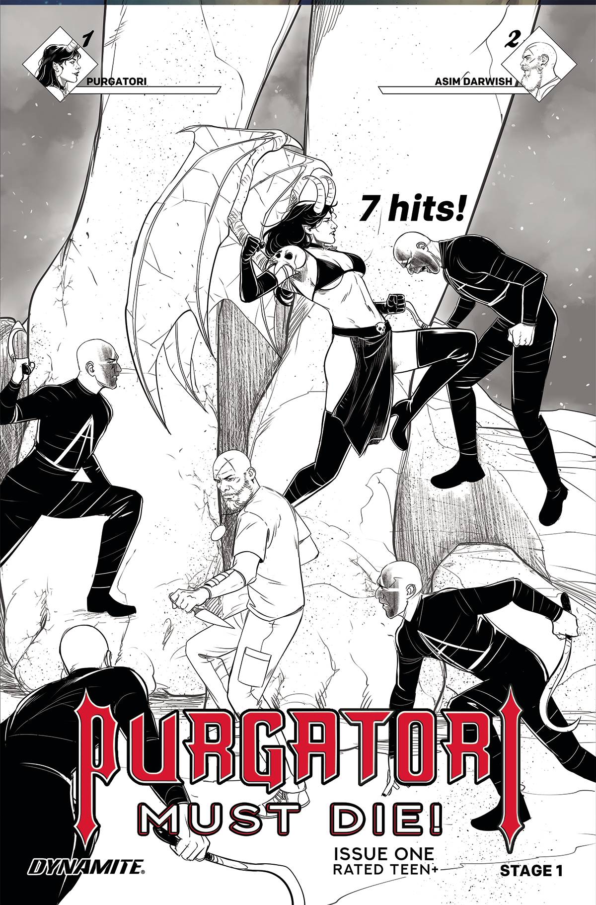 Purgatori Must Die #1 Cover G 1 for 10 Incentive Sarraseca Black & White