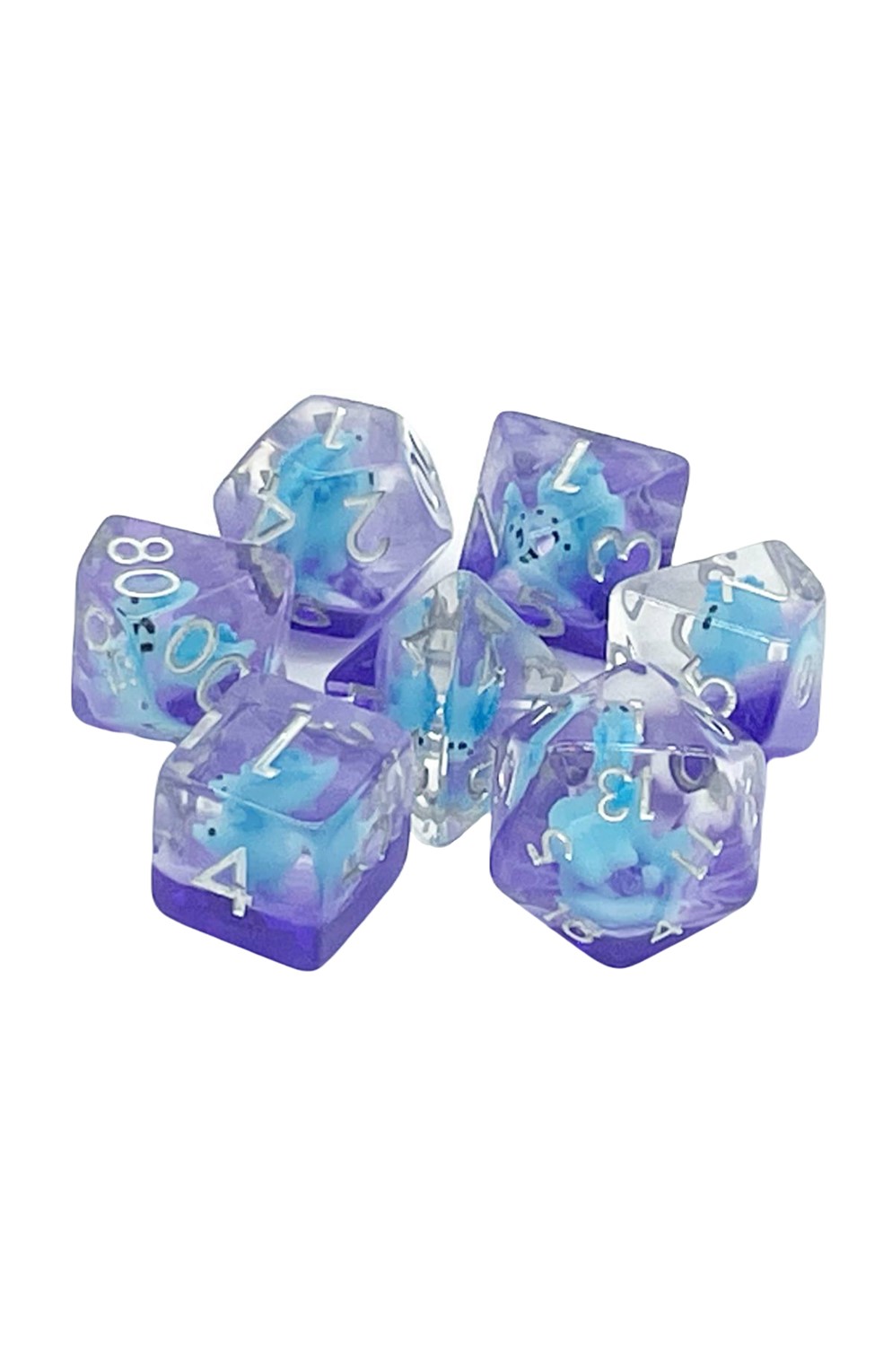 Old School 7 Piece Dnd Rpg Dice Set: Animal Kingdom - Baby Stegosaurus - Blue