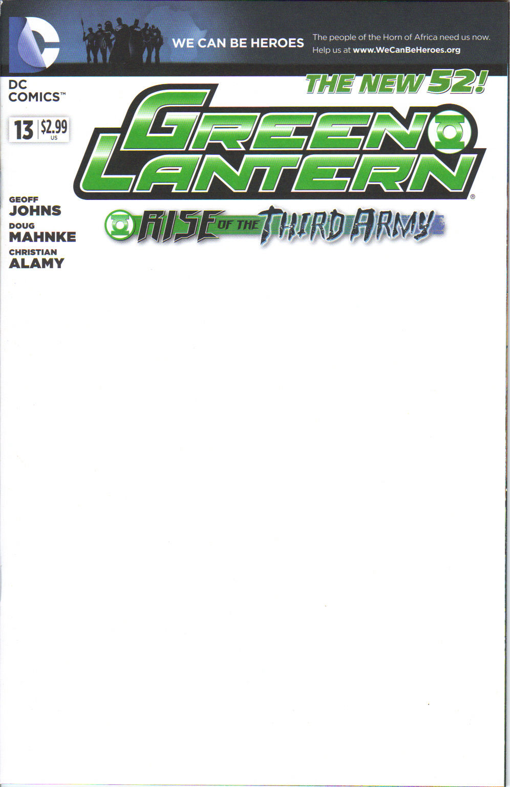 Green Lantern #13 We Can Be Heroes Blank Variant Edition (2011)