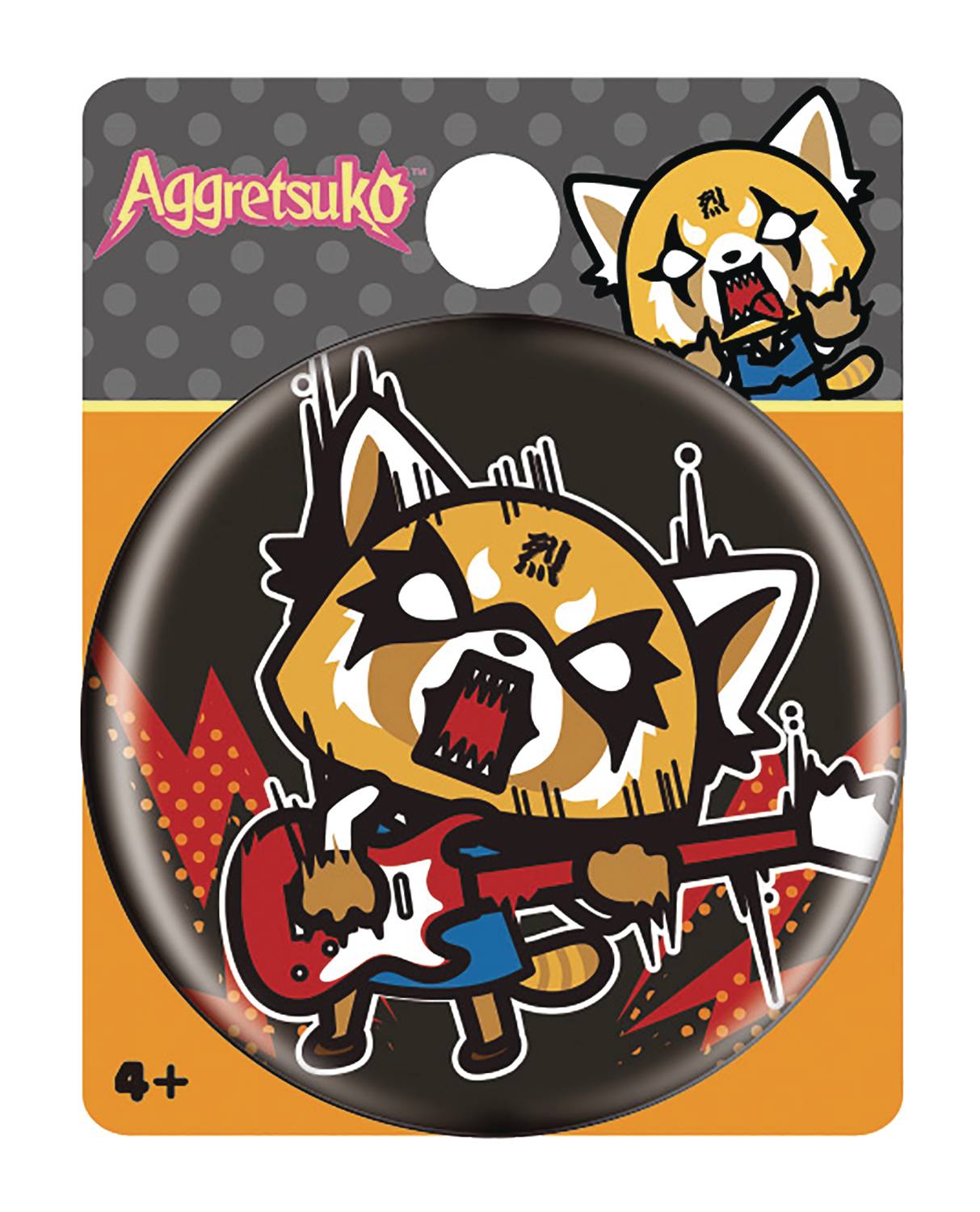 Aggretsuko Rock Out Button Pin