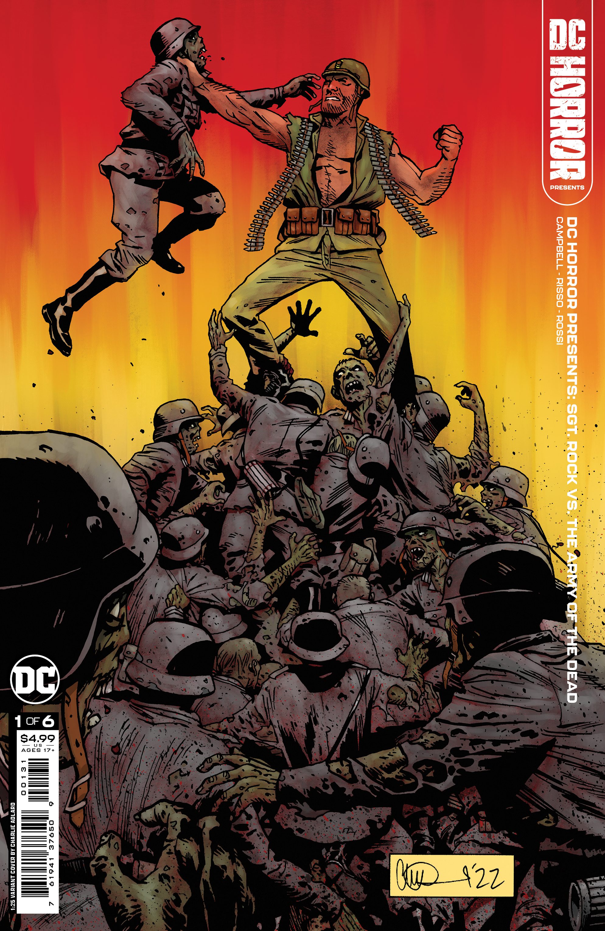 DC Horror Presents Sgt Rock Vs The Army of the Dead #1 Cover D 1 For 25 Incentive Charlie Adlard Card S (Of 6)