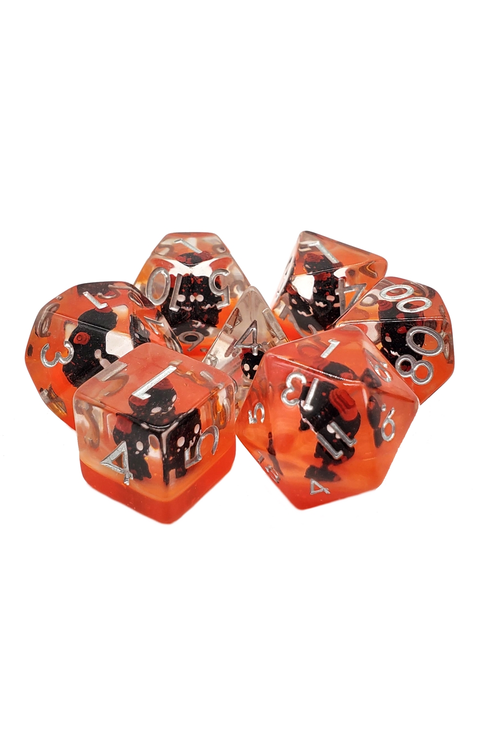 Old School 7 Piece Dnd Rpg Dice Set: Infused - Demon - Red