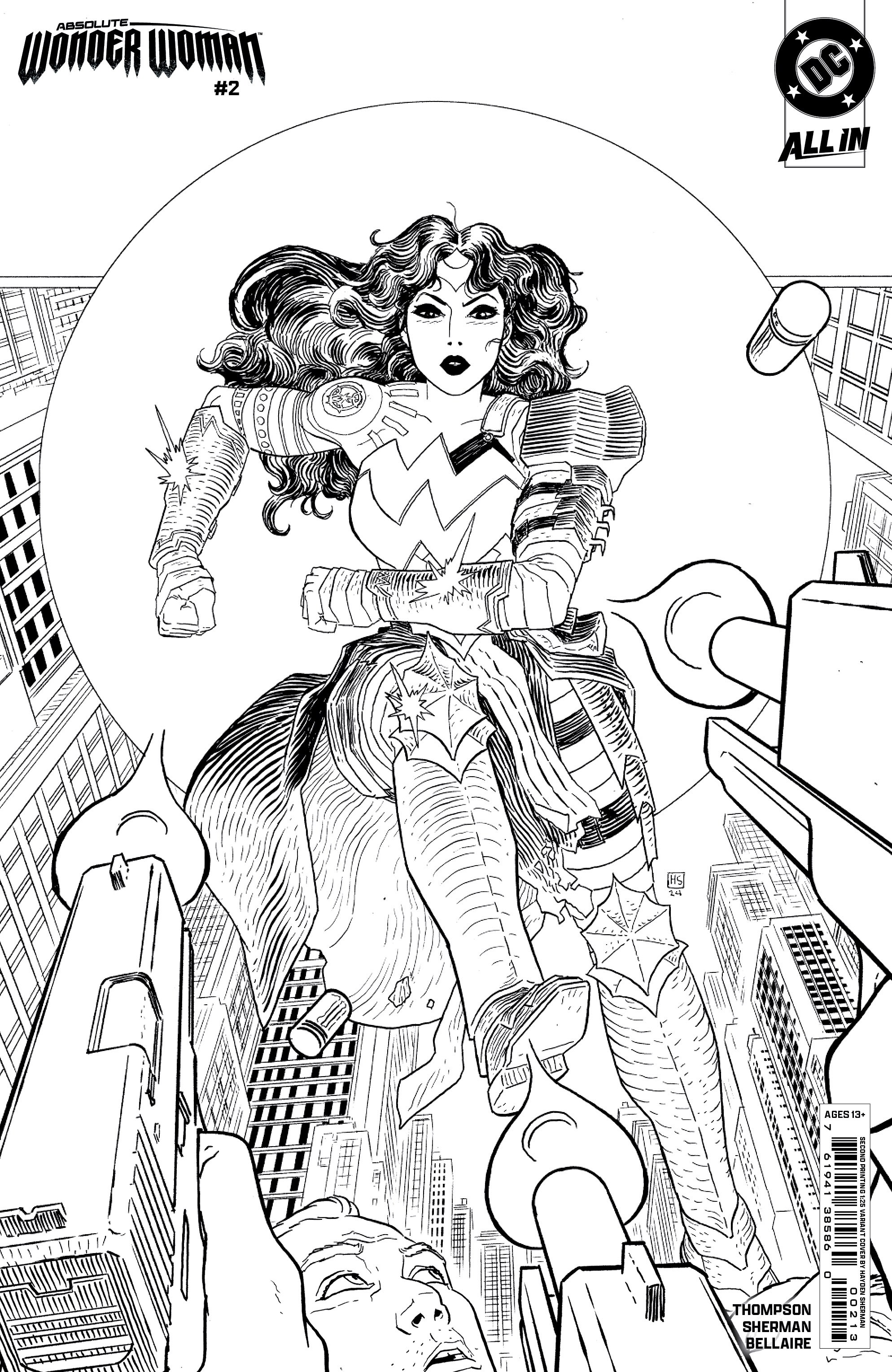 Absolute Wonder Woman #2 Second Printing Cover D 1 for 25 Incentive Hayden Sherman Inks Card Stock Variant