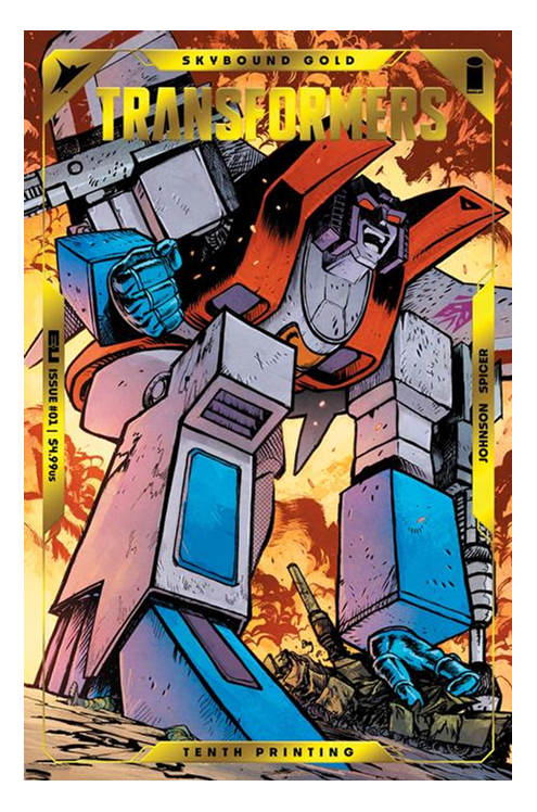 Transformers #1 Tenth Printing Cover B Daniel Warren Johnson & Mike Spicer Starscream Gold Foil Emboss Variant