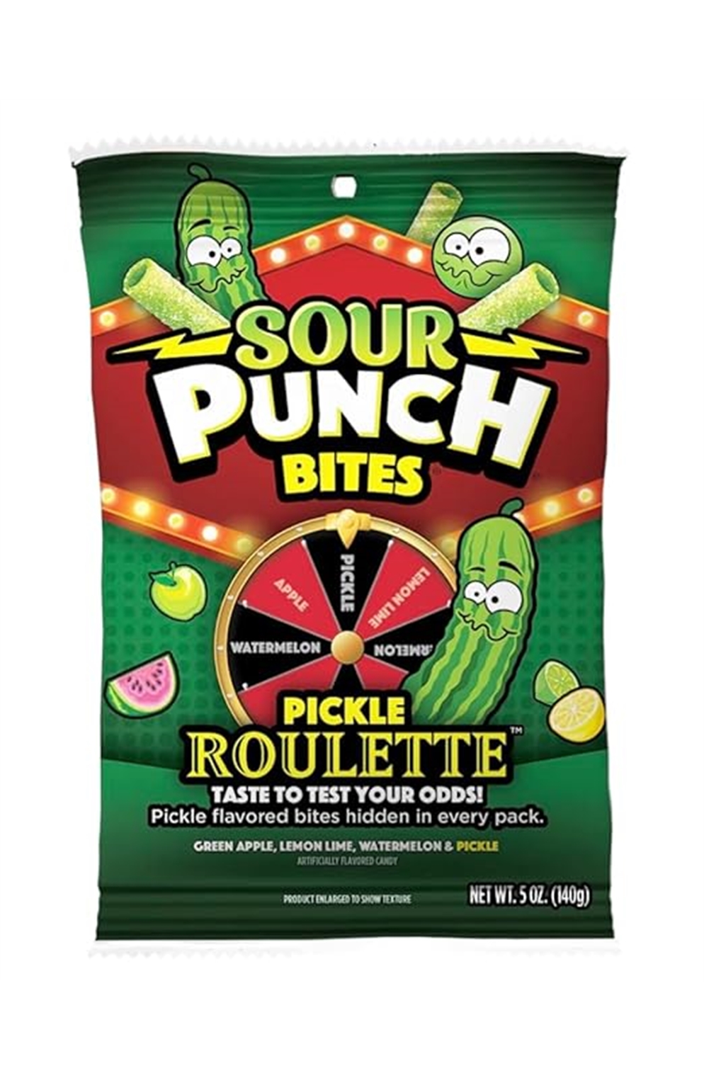 Sour Punch Bites Pickle Roulette 5Oz Peg Bag