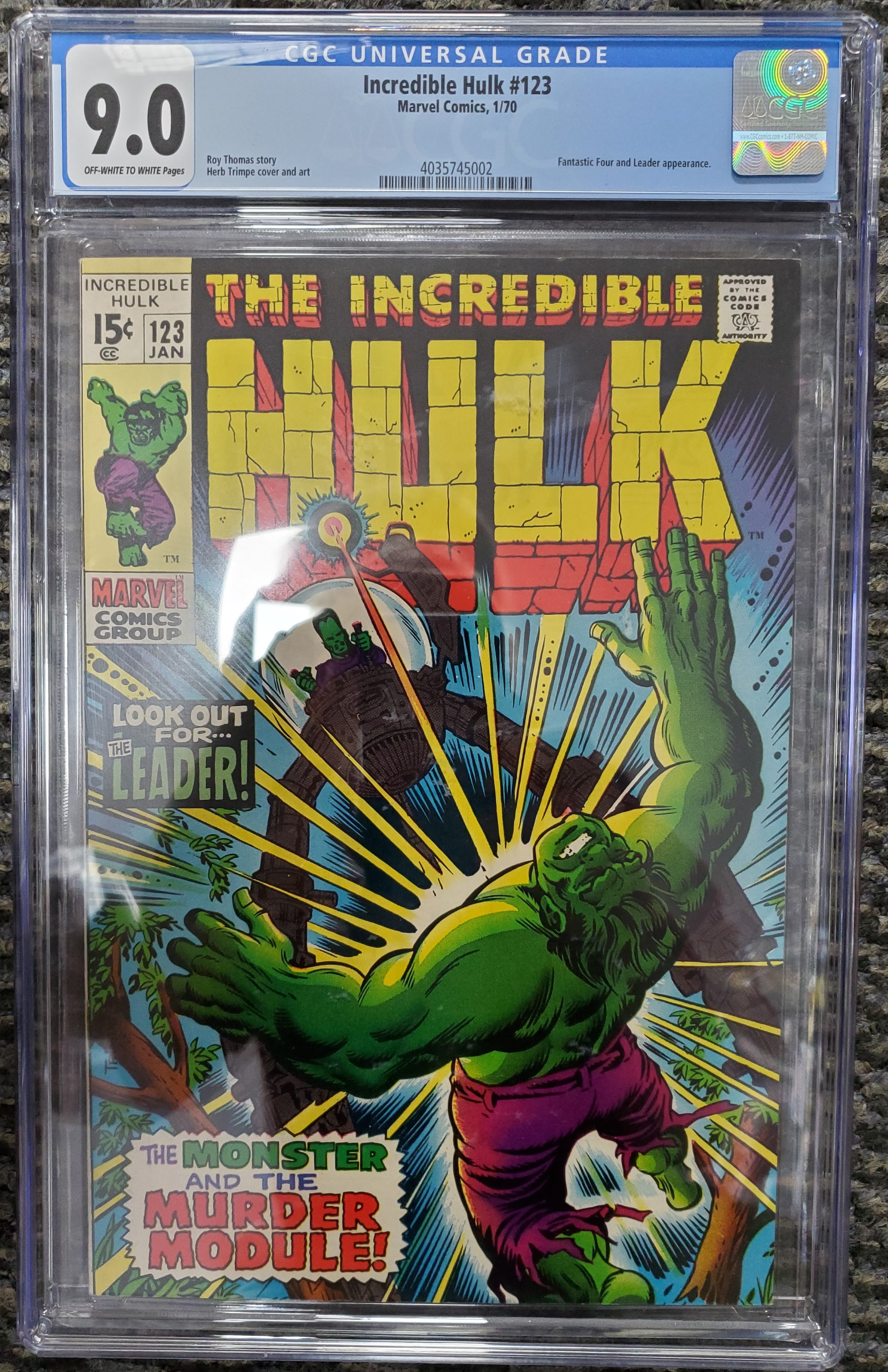 Incredible Hulk #123 Cgc 9.0