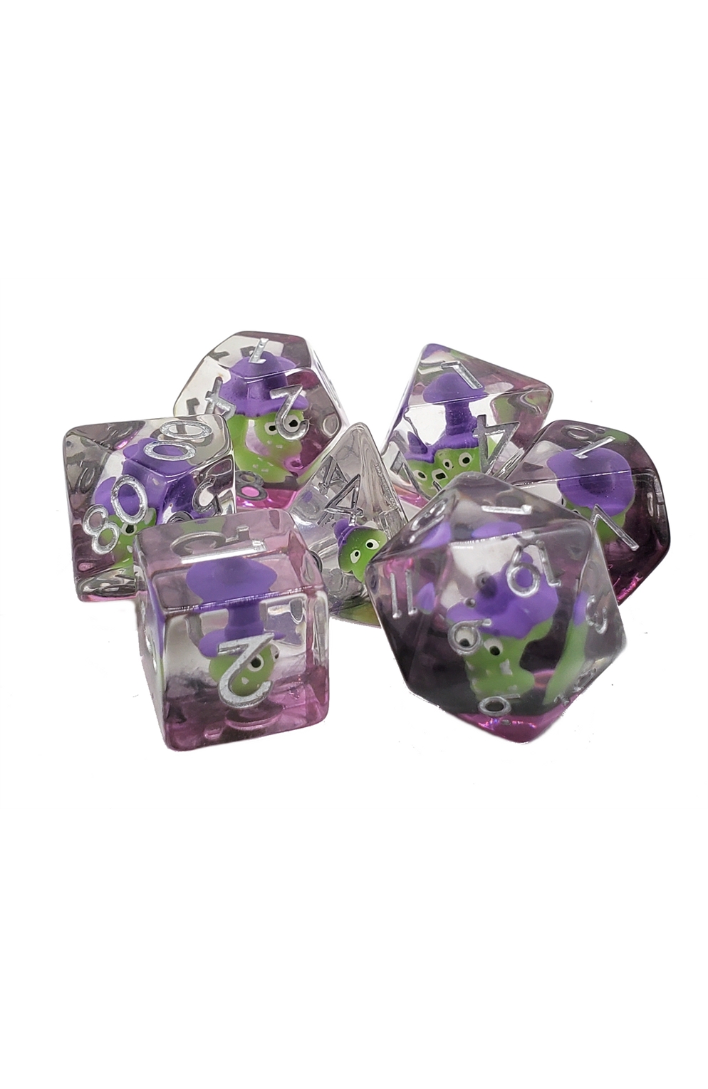 Old School 7 Piece Dnd Rpg Dice Set: Infused - Green Goblin