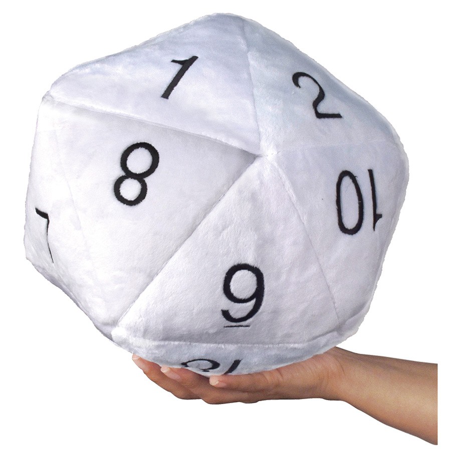 Jumbo D20 Novelty Dice Plush - White with Black