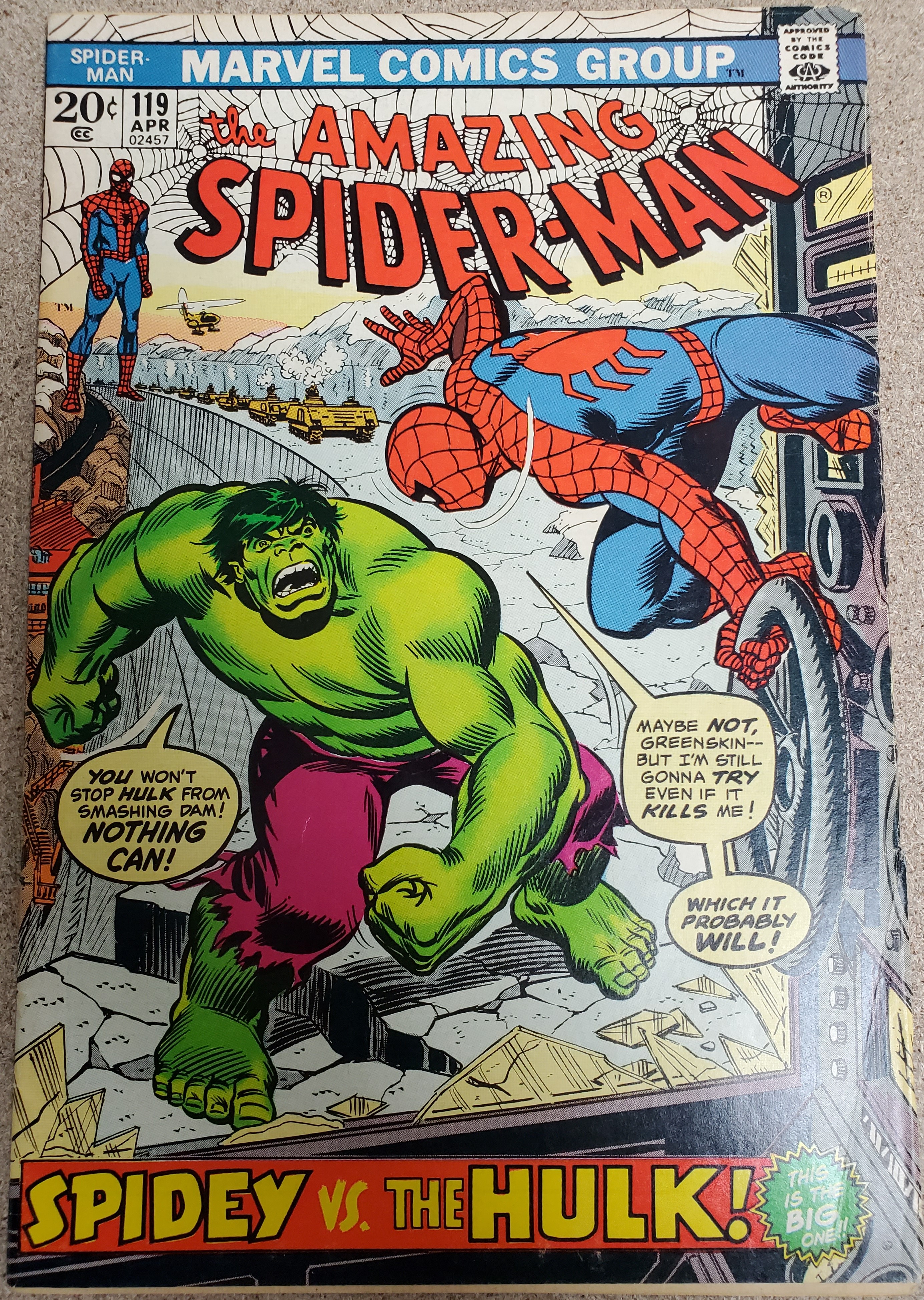 Amazing Spider-Man #119 (Marvel 1963) Restapled Cover! 