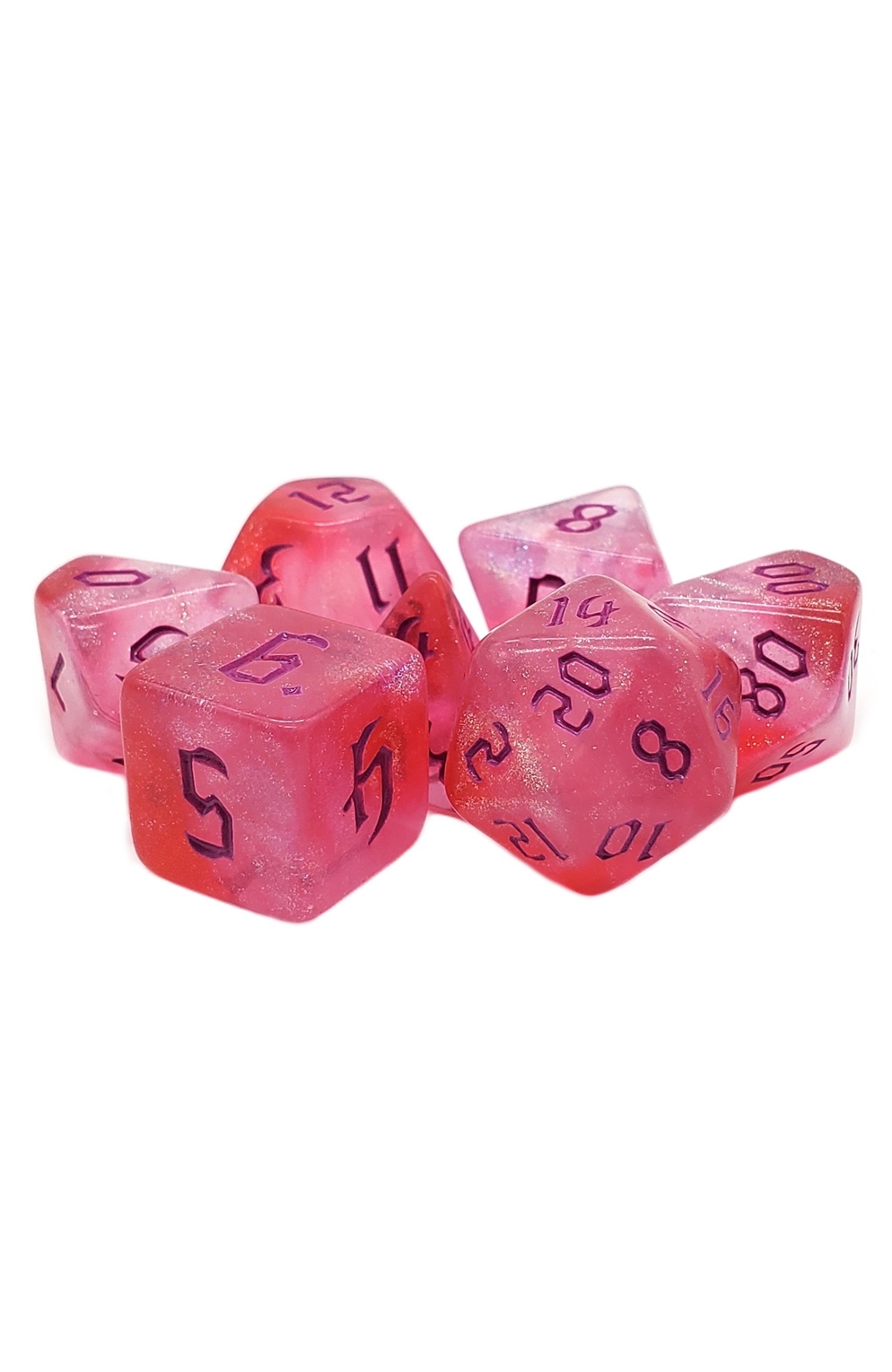 Old School 7 Piece Dnd Rpg Dice Set Galaxy - Rose Sky