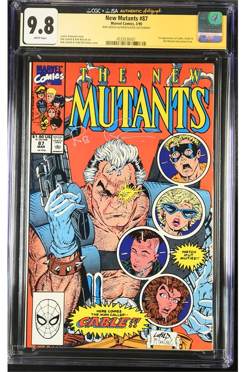 New Mutants #87 Cgc 9.8 JSA Authenicated Rob Liefeld Signature Marvel 1st Cable